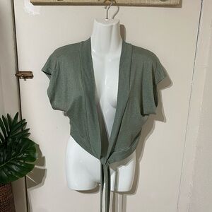 Michael Stars Olive Short Sleeve Tie Wrap Sweater one size EUC